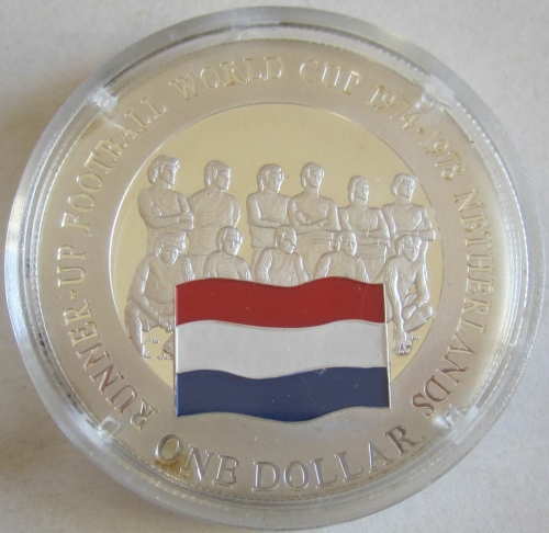 Cook Islands 1 Dollar 2001 Football World Cup Netherlands Silver