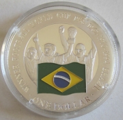 Cook Islands 1 Dollar 2001 Football World Cup Brazil Silver