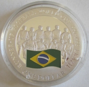 Cook Islands 1 Dollar 2001 Football World Cup Brazil Runner-Up Silver