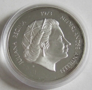 Netherlands Antilles 25 Gulden 1973 Silver Jubilee Silver...