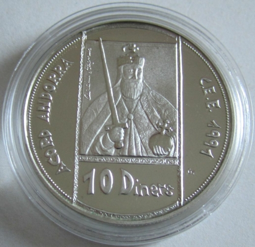 Andorra 10 Diners 1992 Customs Union Charlemagne Silver