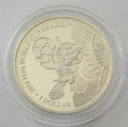 Cook Islands 1 Dollar 2013 Football World Cup in Brazil Mascot Fuleco Silver