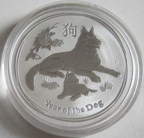 Australia 1 Dollar 2018 Lunar II Dog 1 Oz Silver