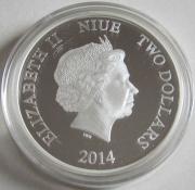 Niue 2 Dollars 2014 Disney Donald Duck 1 Oz Silver