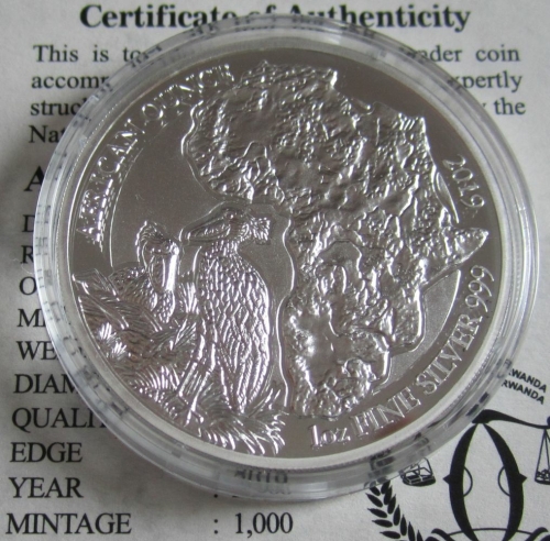 Rwanda 50 Amafaranga 2019 Wildlife Shoebill 1 Oz Silver Proof