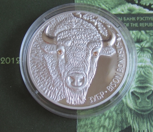 Belarus 20 Roubles  2012 Wildlife European Bison 1 Oz Silver