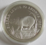 Sierra Leone 10 Leones 1987 25 Jahre WWF Zwergflusspferd
