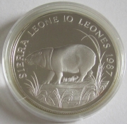 Sierra Leone 10 Leones 1987 25 Years WWF Pygmy...