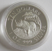 Simbabwe 10 Dollars 1996 Big Five Nashorn