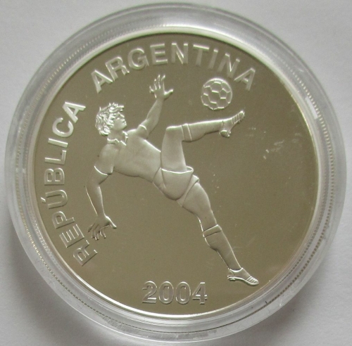 Argentina 5 Pesos 2004 Football World Cup in Germany Bicycle Kick Silver