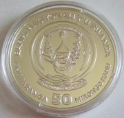 Rwanda 50 Amafaranga 2008 Wildlife Gorilla 1 Oz Silver