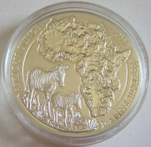 Rwanda 50 Amafaranga 2011 Wildlife Zebra 1 Oz Silver