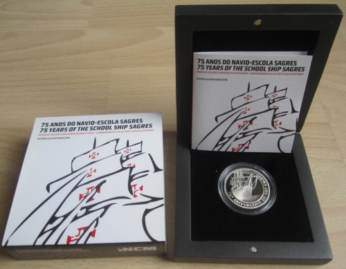 Portugal 2.50 Euro 2012 75 Years School Ship Sagres Silver Proof