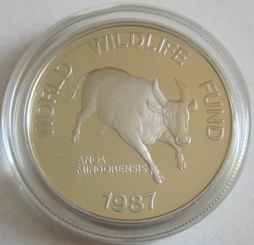 Philippines 200 Piso 1987 25 Years WWF Tamaraw Silver