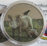 Cameroon 1000 Francs 2017 Wildlife Warthog Coloured 1 Oz...