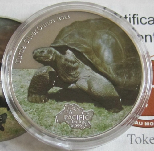 Tokelau 5 Dollars 2013 Tiere Riesenschildkröte Koloriert