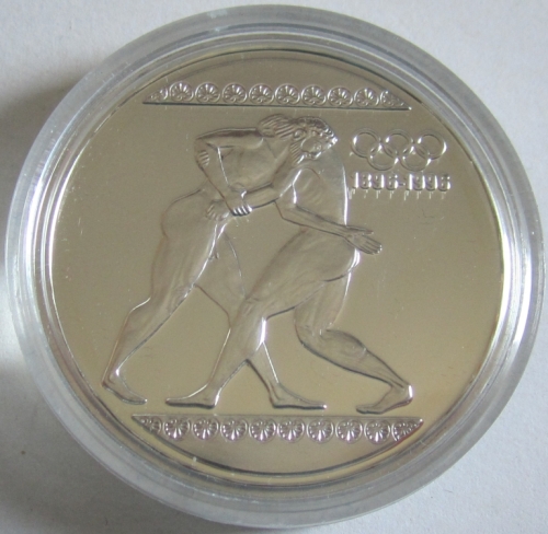 Greece 1000 Drachmes 1996 100 Years Olympics Wrestling 1 Oz Silver