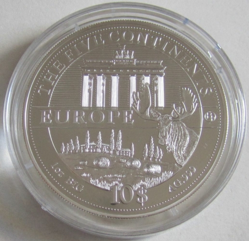 Cook Islands 10 Dollars 2011 Five Continents Europe 1 Oz Silver