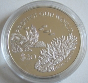 Tuvalu 20 Dollars 1994 Protect Our World Blue Coral Silver