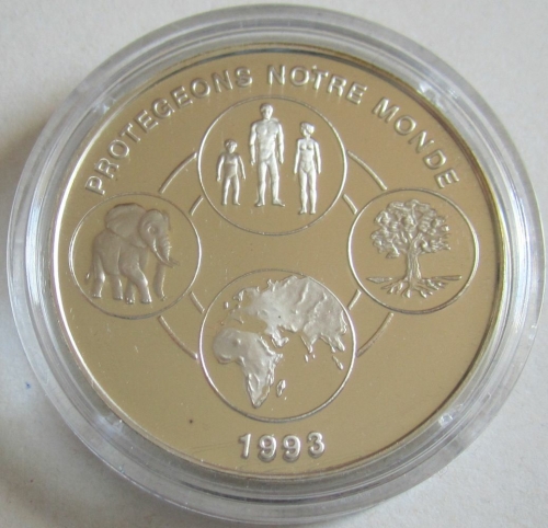 Benin 1000 Francs 1993 Protect Our World Living Together Silver