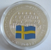 Cook Islands 1 Dollar 2001 Football World Cup Sweden Silver