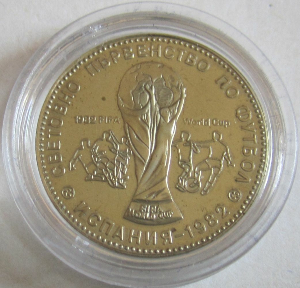 Bulgarien 1 Leva 1980 FußballWM in Spanien Pokal PP MagoMuenzen, 5,00