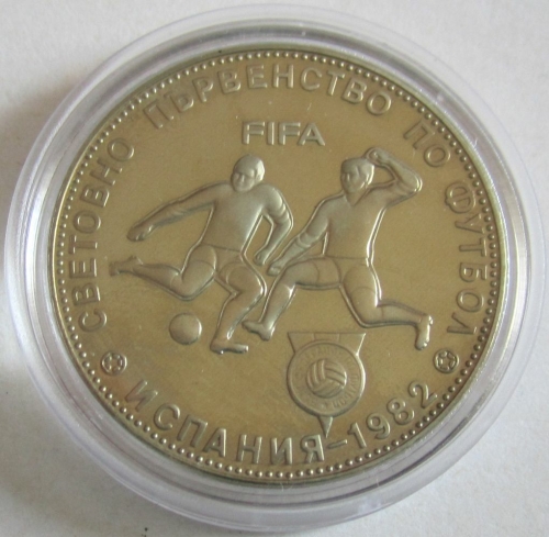 Bulgarien 5 Leva 1980 Fußball-WM in Spanien Zweikampf PP