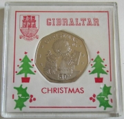 Gibraltar 50 Pence 1989 Weihnachten PP