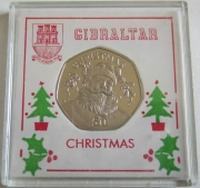 Gibraltar 50 Pence 1992 Weihnachten PP