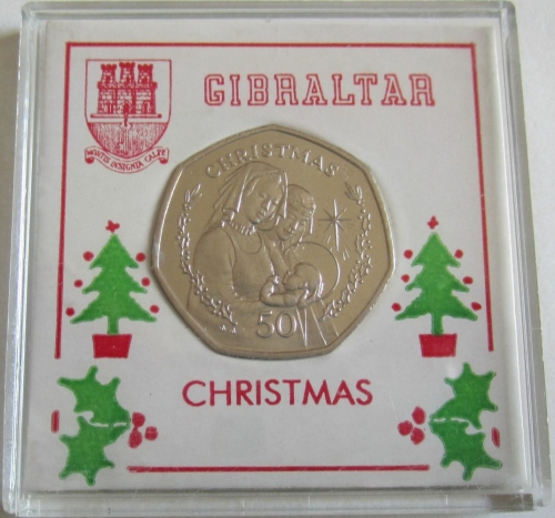 Gibraltar 50 Pence 1990 Weihnachten BU