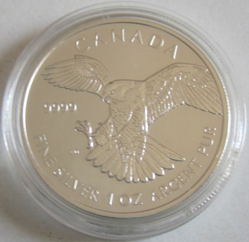 Canada 5 Dollars 2014 Birds of Prey Peregrine Falcon 1 Oz Silver
