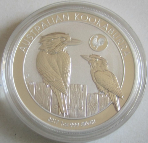 Australia 1 Dollar 2017 Kookaburra Lunar Rooster Privy 1 Oz Silver