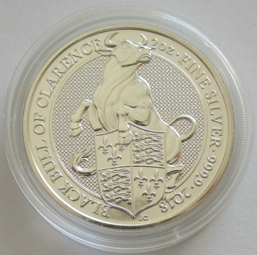 United Kingdom 5 Pounds 2018 Queens Beasts Black Bull of Clarence 2 Oz Silver