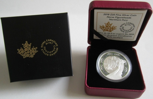Canada 20 Dollars 2018 Norse Figureheads Northern Fury 1 Oz Silver