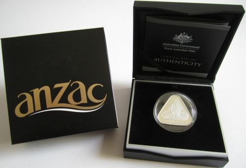 Australia 5 Dollars 2015 100 Years ANZAC Triangular Silver