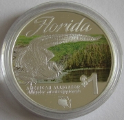 Tuvalu 1 Dollar 2014 Florida Natives American Alligator 1...