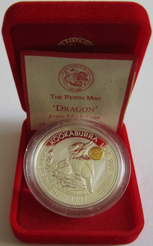 Australien 1 Dollar 1997 Kookaburra Dragon Privy