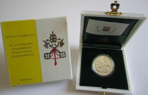 Vatikan 500 Lire 1996 50 Jahre Priesterweihe von Papst Johannes Paul II. BU