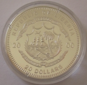 Liberia 20 Dollars 2000 European Capitals Helsinki Silver