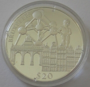 Liberia 20 Dollars 2000 European Capitals Brussels Silver