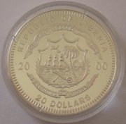 Liberia 20 Dollars 2000 European Capitals Brussels Silver