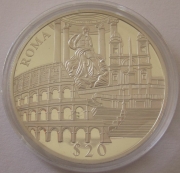 Liberia 20 Dollars 2000 European Capitals Rome Silver