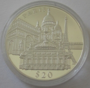 Liberia 20 Dollars 2000 European Capitals Paris Silver