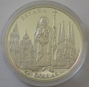 Liberia 20 Dollars 2001 European Countries Spain Silver