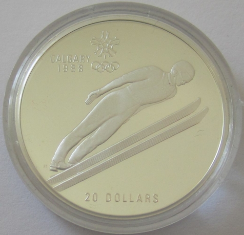Canada 20 Dollars 1987 Olympics Calgary Ski Jumping 1 Oz Silver