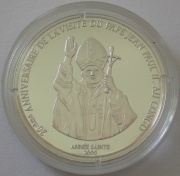 DR Congo 10 Francs 2000 Apostolic Journey of Pope John Paul II Blessing Silver