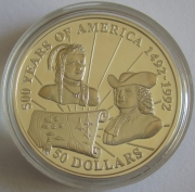 Cook-Inseln 50 Dollars 1993 500 Jahre Amerika William Penn