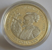 Cook-Inseln 50 Dollars 1991 500 Jahre Amerika Vasco...
