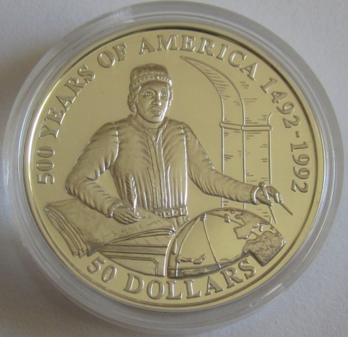 Cook-Inseln 50 Dollars 1993 500 Jahre Amerika Juan de la Cosa