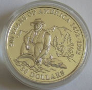 Cook Islands 50 Dollars 1993 500 Years America California Gold Rush Silver